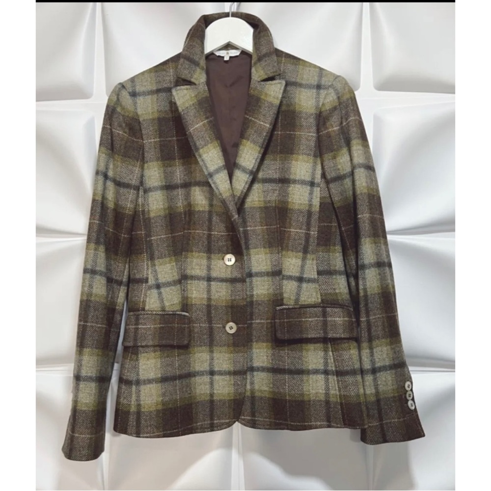 Robert Talbott Womens Sz 6 100% WOOL Tartan Plaid Blazer Jacket Equestrian ITALY